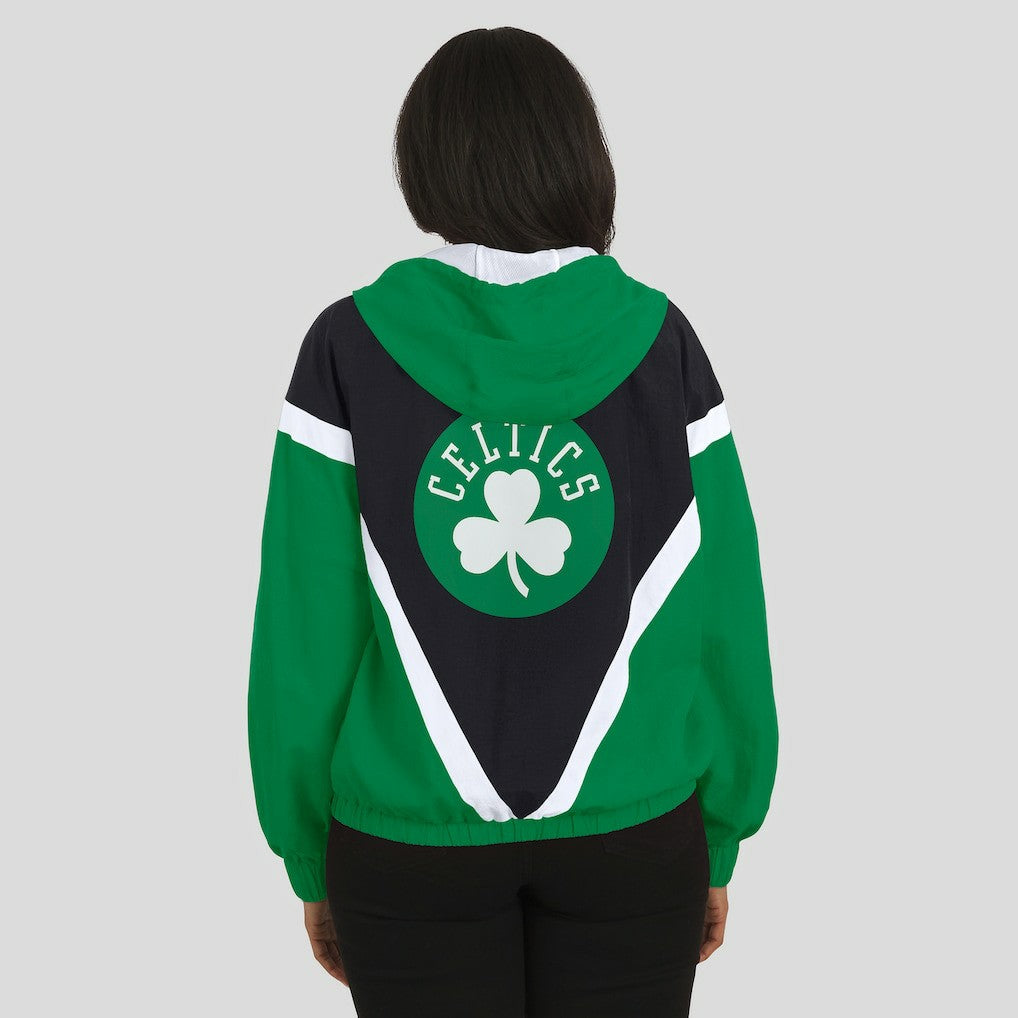 Boston Celtics WEAR by Erin Andrews Women's Colorblock Full-Zip Hoodie Windbreaker Jacket - Black/Kelly Green on sale
