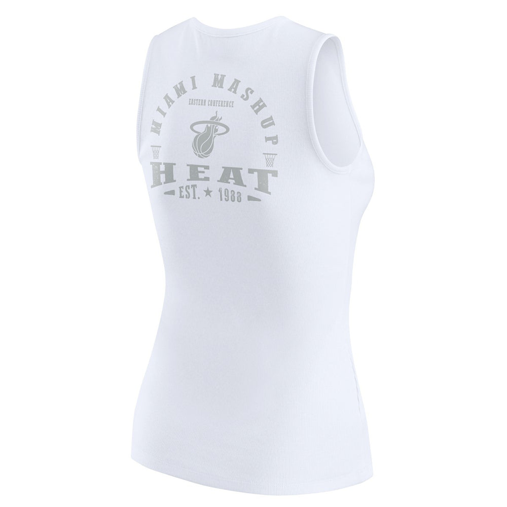 Miami Heat WEAR by Erin Andrews Women's Rib-Knit Henley Tank Top - White discount