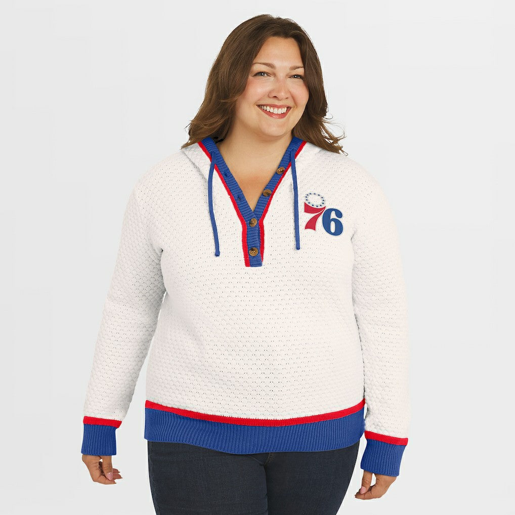 Philadelphia 76ers WEAR by Erin Andrews Women's Plus Size Hoodie Sweater - Cream online