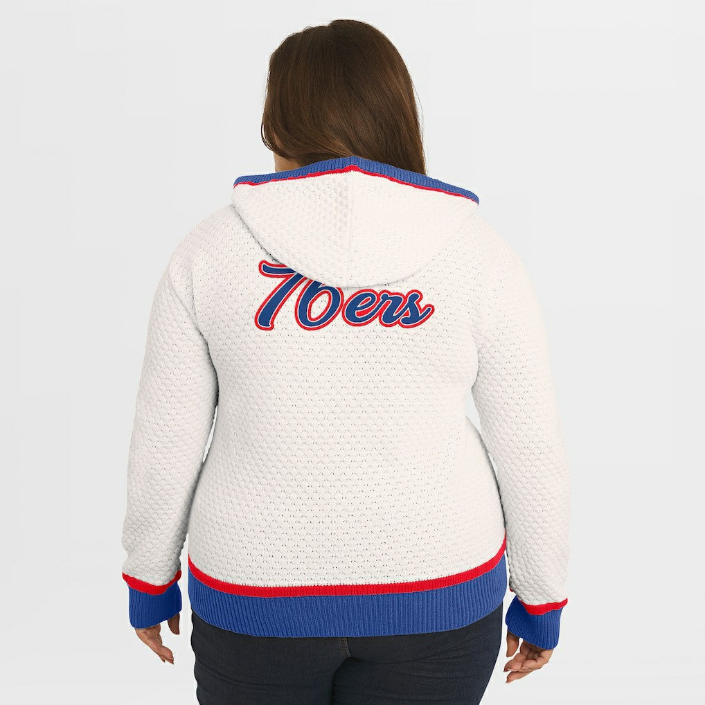 Philadelphia 76ers WEAR by Erin Andrews Women's Plus Size Hoodie Sweater - Cream online