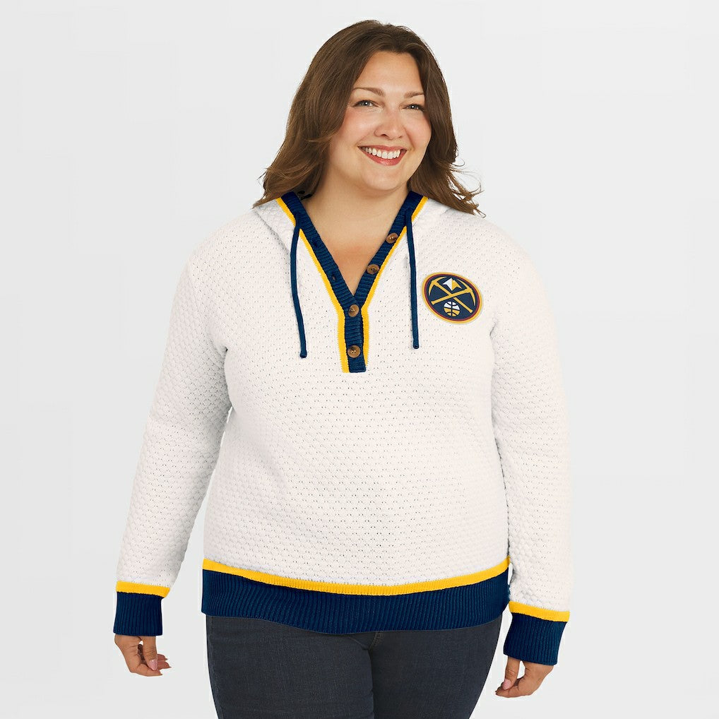 Denver Nuggets WEAR by Erin Andrews Women's Plus Size Hoodie Sweater sale - Cream online