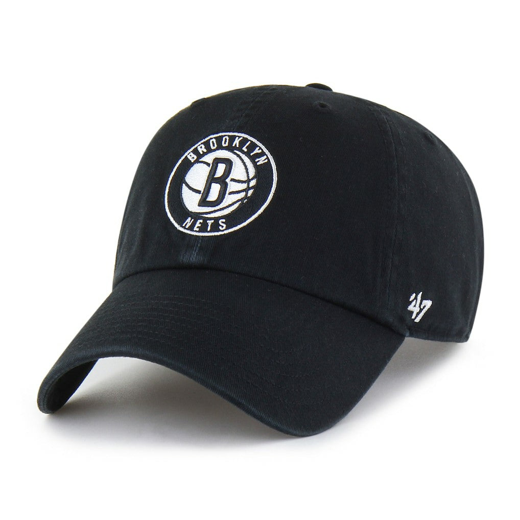Brooklyn Nets '47 Core Logo Clean Up Adjustable Hat - Black | 47 brand for sale