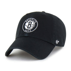 Brooklyn Nets '47 Core Logo Clean Up Adjustable Hat - Black | 47 brand for sale