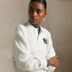 Yankees Polo Ralph Lauren  Fleece Polo - White