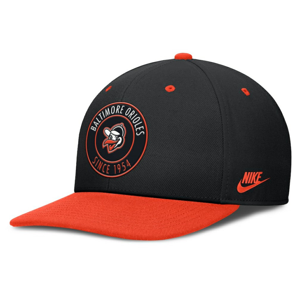 Baltimore Orioles Cooperstown Collection Pro Dri-FIT Snapback Hat - Black/Orange | Nike