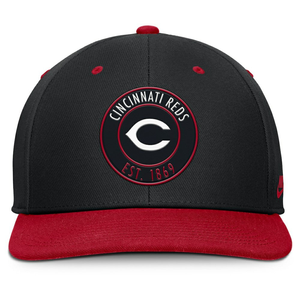 Cincinnati Reds Cooperstown Collection Pro Dri-FIT Snapback Hat - Black/Red | Nike