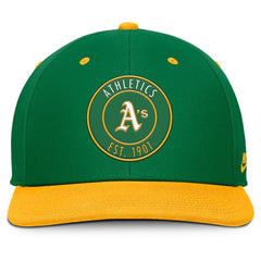 Athletics Cooperstown Collection Pro Dri-FIT Snapback Hat - Green/Gold | Nike