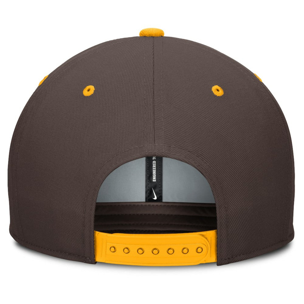 San Diego Padres Cooperstown Collection Pro Dri-FIT Snapback Hat - Brown/Gold | Nike