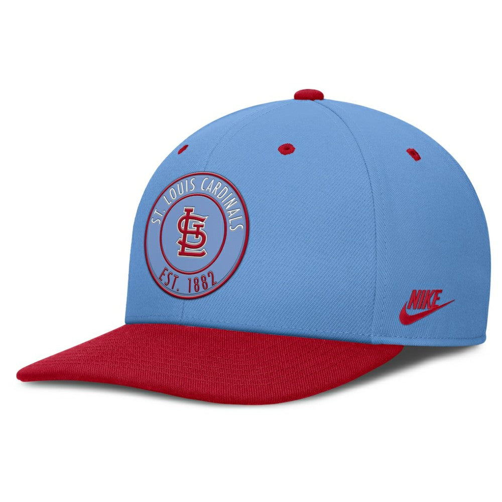 St. Louis Cardinals Cooperstown Collection Pro Dri-FIT Snapback Hat - Light Blue/Red | Nike