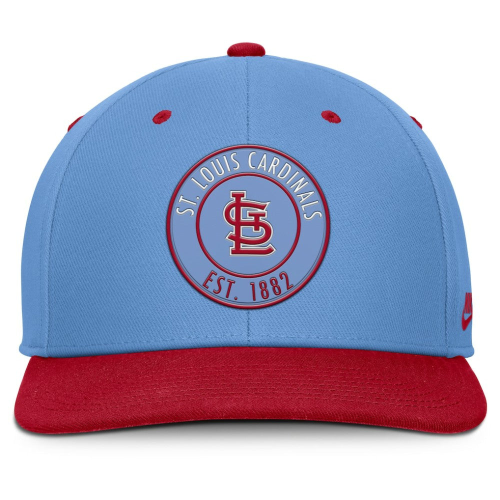 St. Louis Cardinals Cooperstown Collection Pro Dri-FIT Snapback Hat - Light Blue/Red | Nike