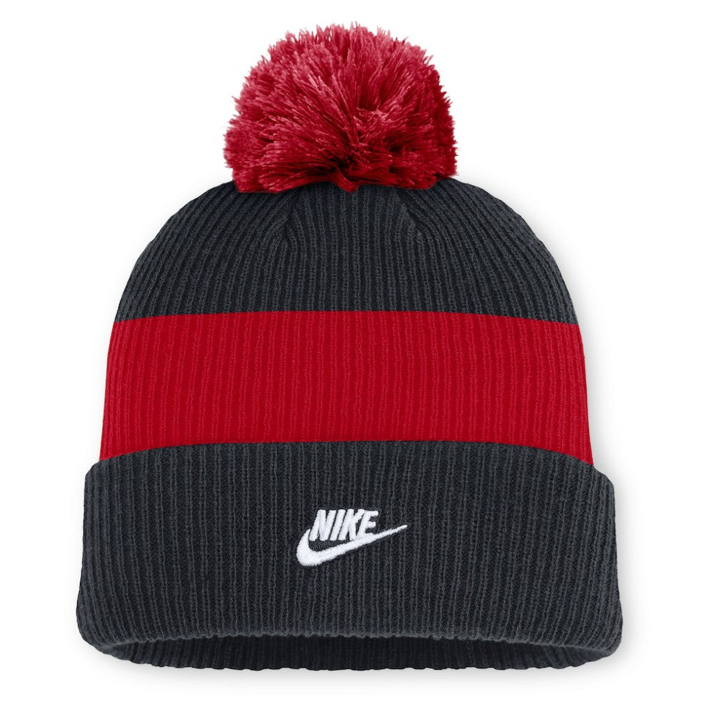 Boston Red Sox Cooperstown Collection Peak Standard Cuffed Knit Hat with Pom - Navy/Red | Nike