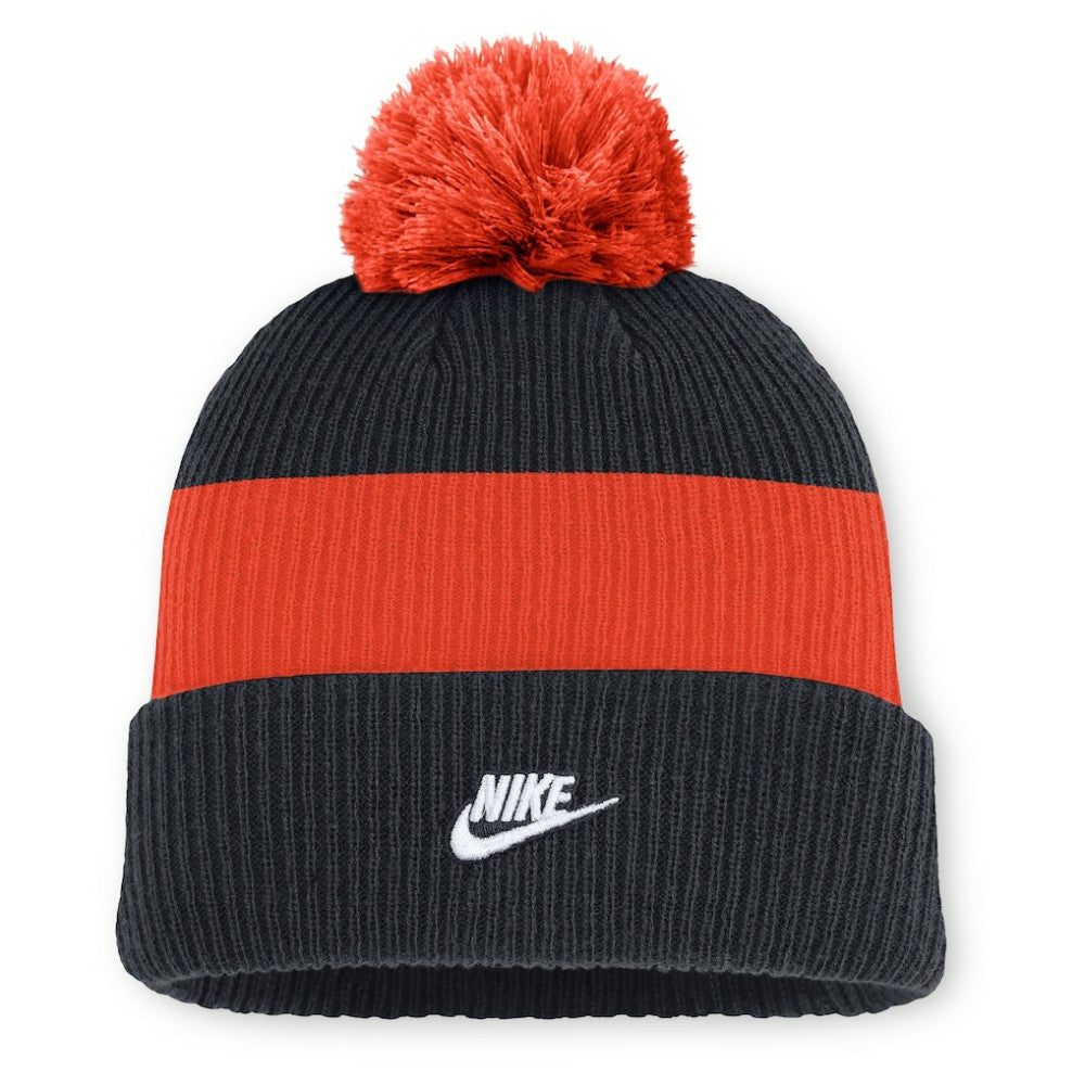 Detroit Tigers Cooperstown Collection Peak Standard Cuffed Knit Hat with Pom - Navy/Orange | Nike