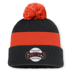San Francisco Giants Cooperstown Collection Peak Standard Cuffed Knit Hat with Pom - Black/Orange | Nike