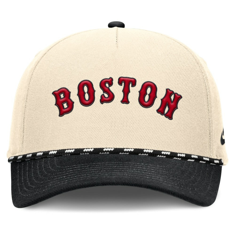 Boston Red Sox Cooperstown Collection Rise Adjustable Hat - Natural/Black | Nike