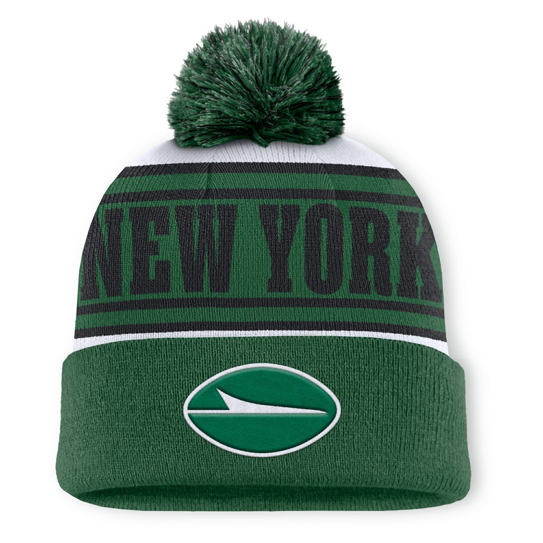 NFL New York Jets Center Cuffed Knit Hat with Pom
