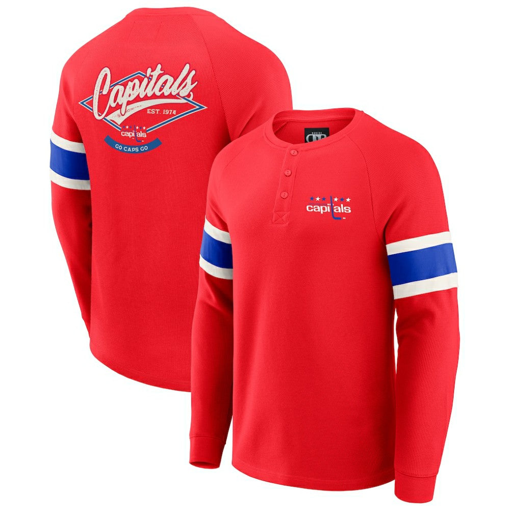 Washington Capitals Darius Rucker Collection by Fanatics Waffle-Knit Raglan Long Sleeve Henley T-Shirt