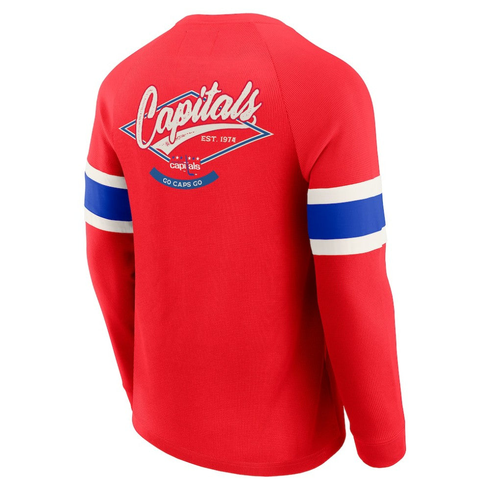 Washington Capitals Darius Rucker Collection by Fanatics Waffle-Knit Raglan Long Sleeve Henley T-Shirt