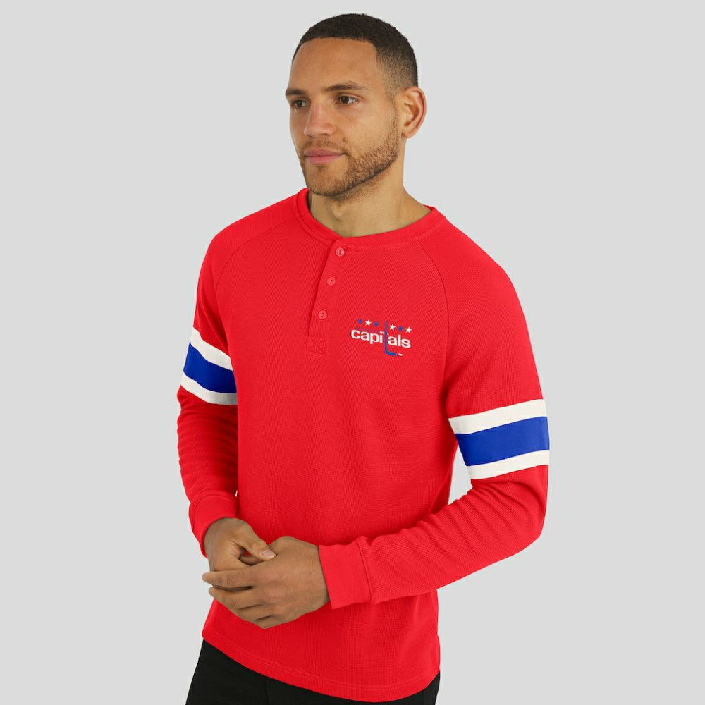 Washington Capitals Darius Rucker Collection by Fanatics Waffle-Knit Raglan Long Sleeve Henley T-Shirt