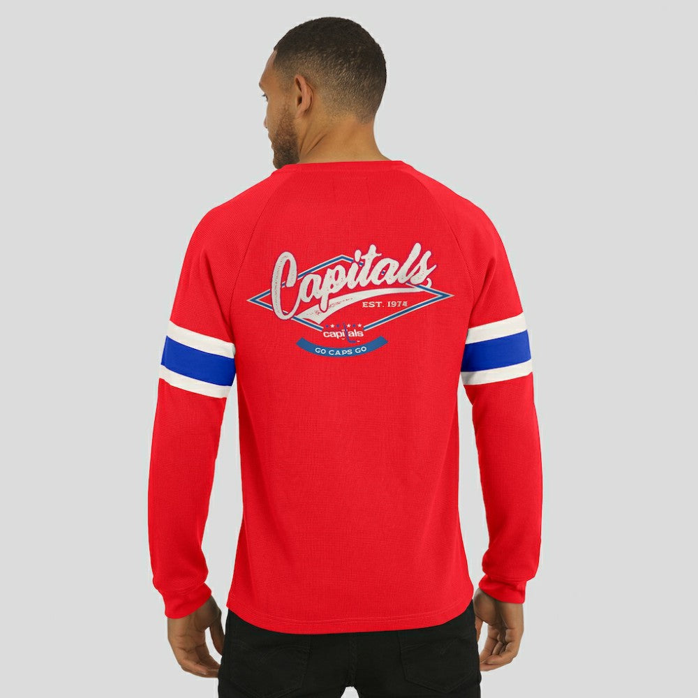Washington Capitals Darius Rucker Collection by Fanatics Waffle-Knit Raglan Long Sleeve Henley T-Shirt