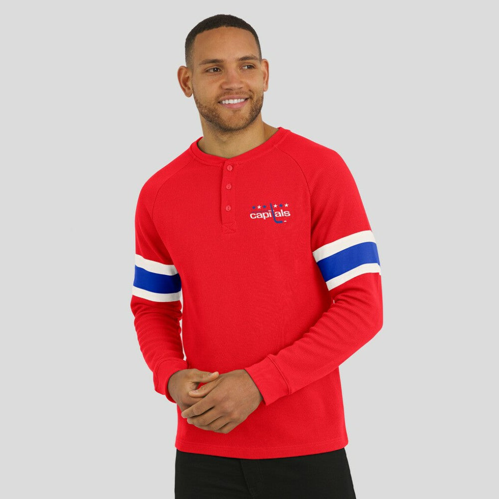 Washington Capitals Darius Rucker Collection by Fanatics Waffle-Knit Raglan Long Sleeve Henley T-Shirt