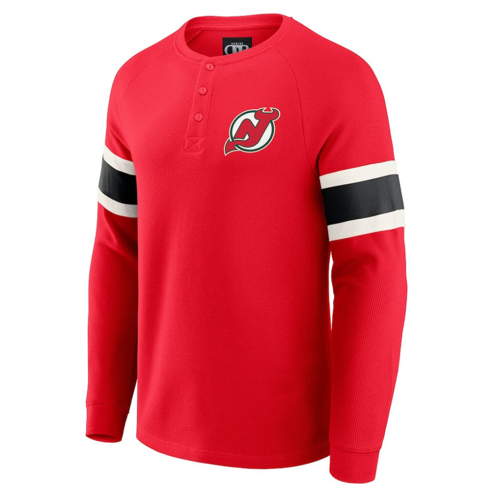 New Jersey Devils Darius Rucker Collection by Fanatics Waffle-Knit Raglan Long Sleeve Henley T-Shirt