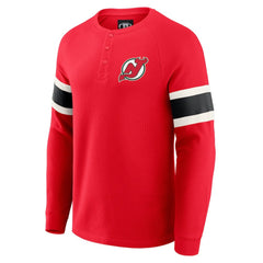 New Jersey Devils Darius Rucker Collection by Fanatics Waffle-Knit Raglan Long Sleeve Henley T-Shirt