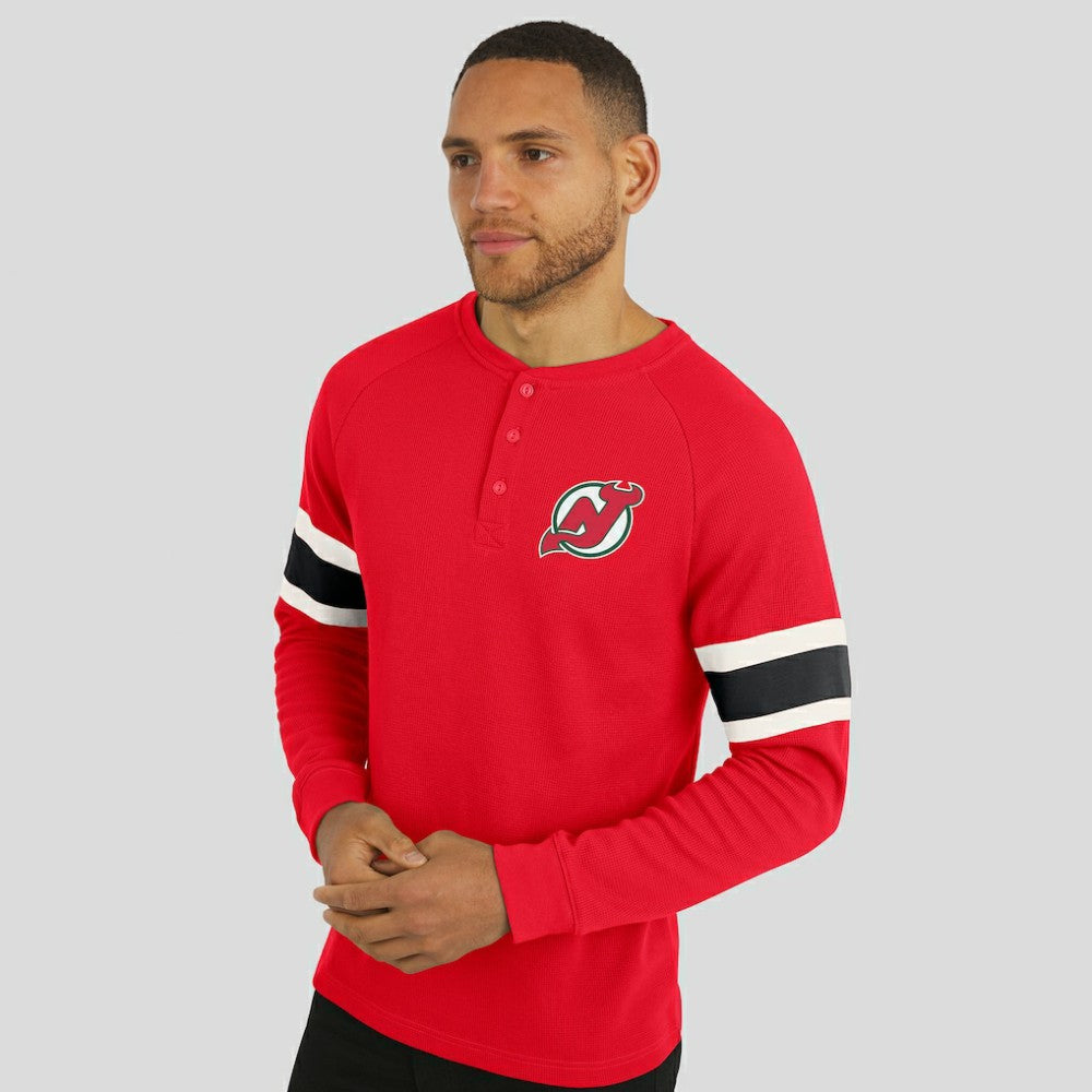 New Jersey Devils Darius Rucker Collection by Fanatics Waffle-Knit Raglan Long Sleeve Henley T-Shirt
