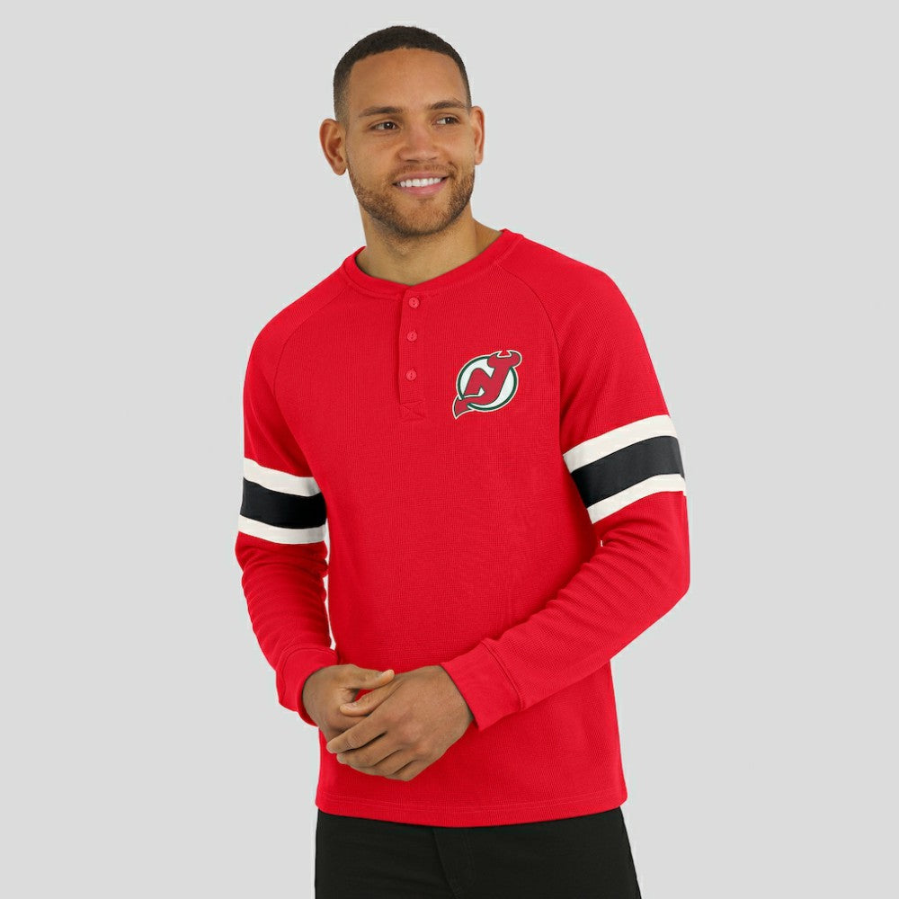 New Jersey Devils Darius Rucker Collection by Fanatics Waffle-Knit Raglan Long Sleeve Henley T-Shirt