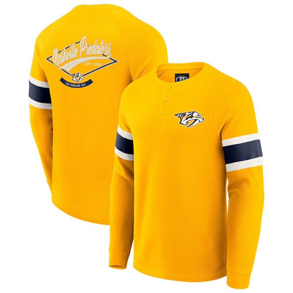 Nashville Predators Darius Rucker Collection by Fanatics Waffle-Knit Raglan Long Sleeve Henley T-Shirt