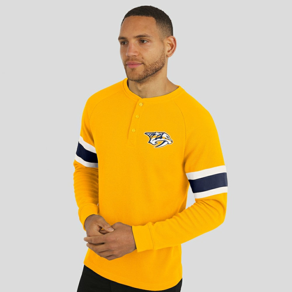 Nashville Predators Darius Rucker Collection by Fanatics Waffle-Knit Raglan Long Sleeve Henley T-Shirt