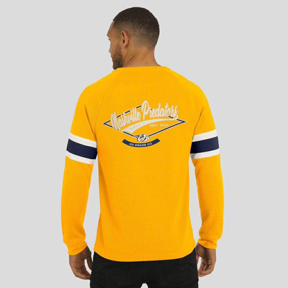Nashville Predators Darius Rucker Collection by Fanatics Waffle-Knit Raglan Long Sleeve Henley T-Shirt