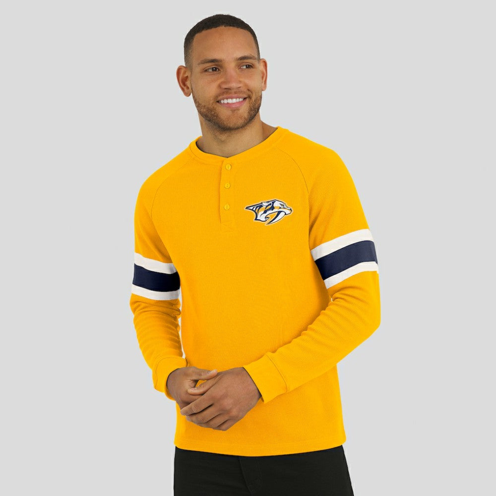 Nashville Predators Darius Rucker Collection by Fanatics Waffle-Knit Raglan Long Sleeve Henley T-Shirt