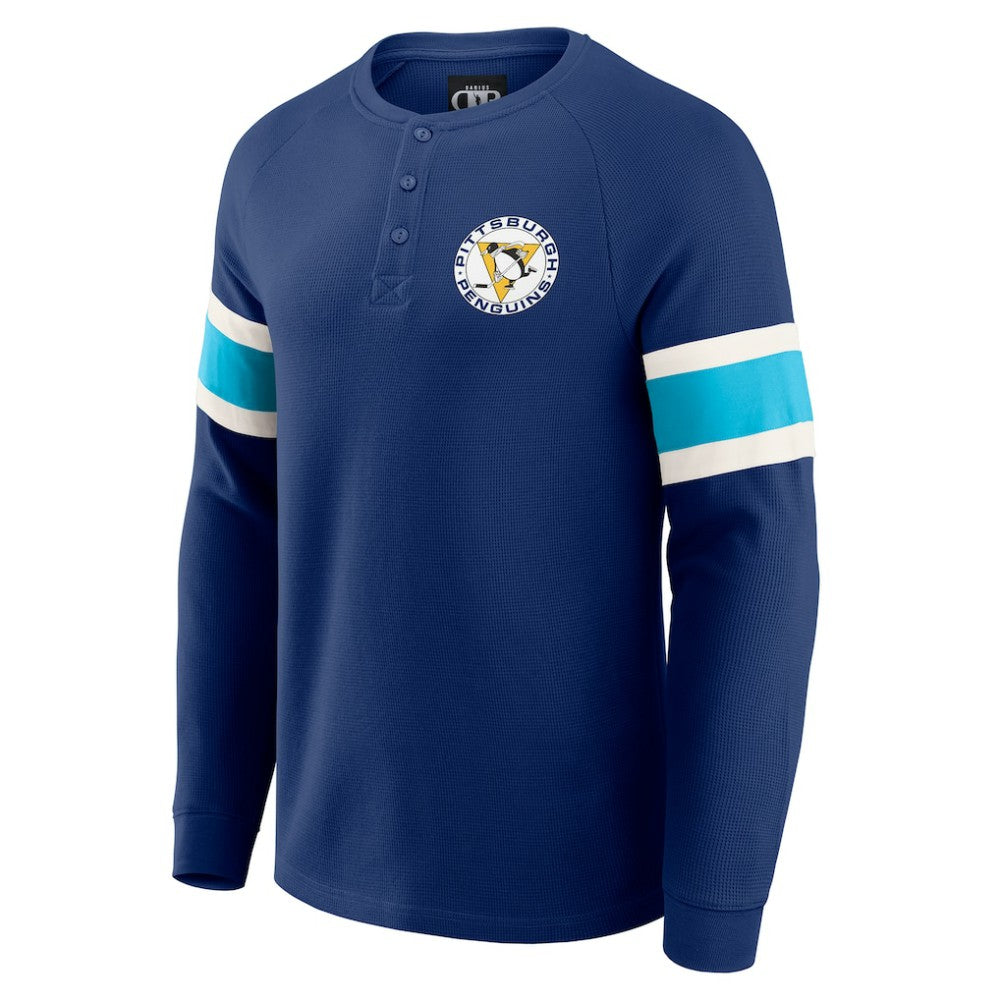 Pittsburgh Penguins Darius Rucker Collection by Fanatics Waffle-Knit Raglan Long Sleeve Henley T-Shirt
