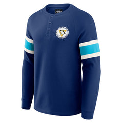 Pittsburgh Penguins Darius Rucker Collection by Fanatics Waffle-Knit Raglan Long Sleeve Henley T-Shirt