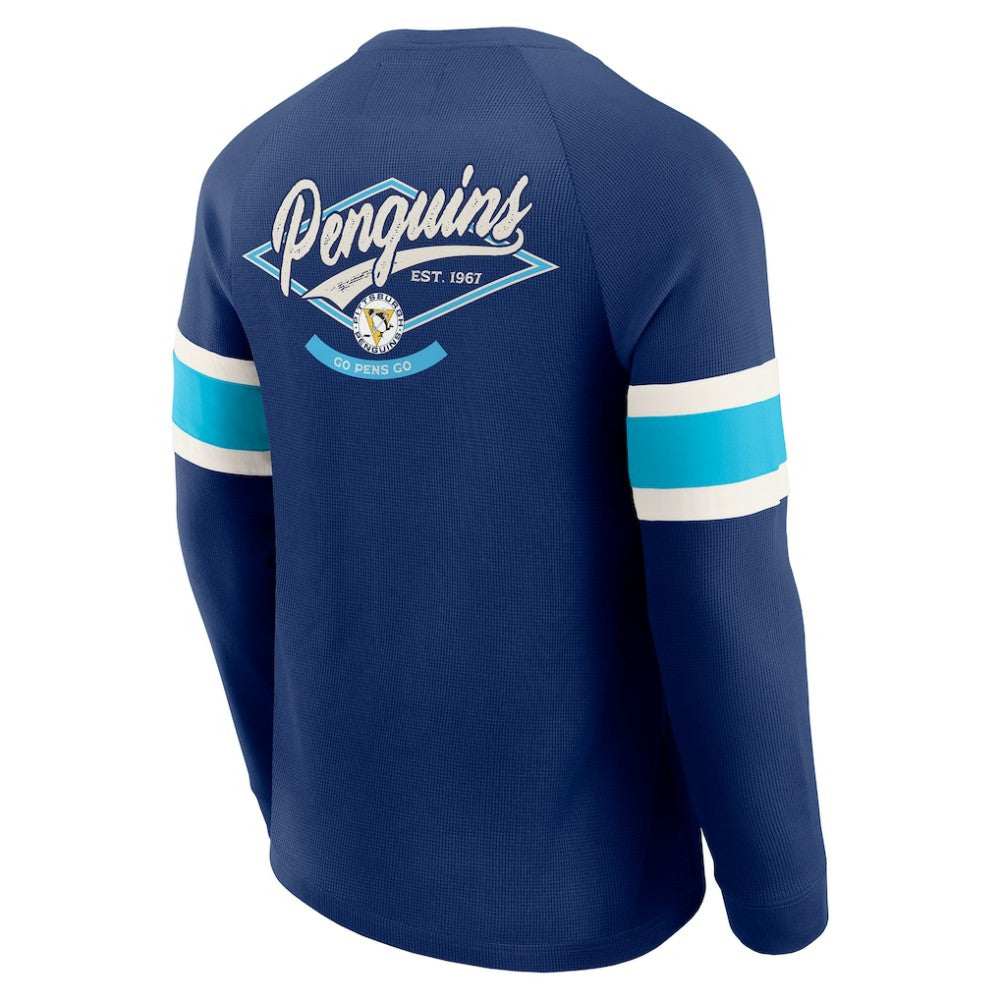 Pittsburgh Penguins Darius Rucker Collection by Fanatics Waffle-Knit Raglan Long Sleeve Henley T-Shirt