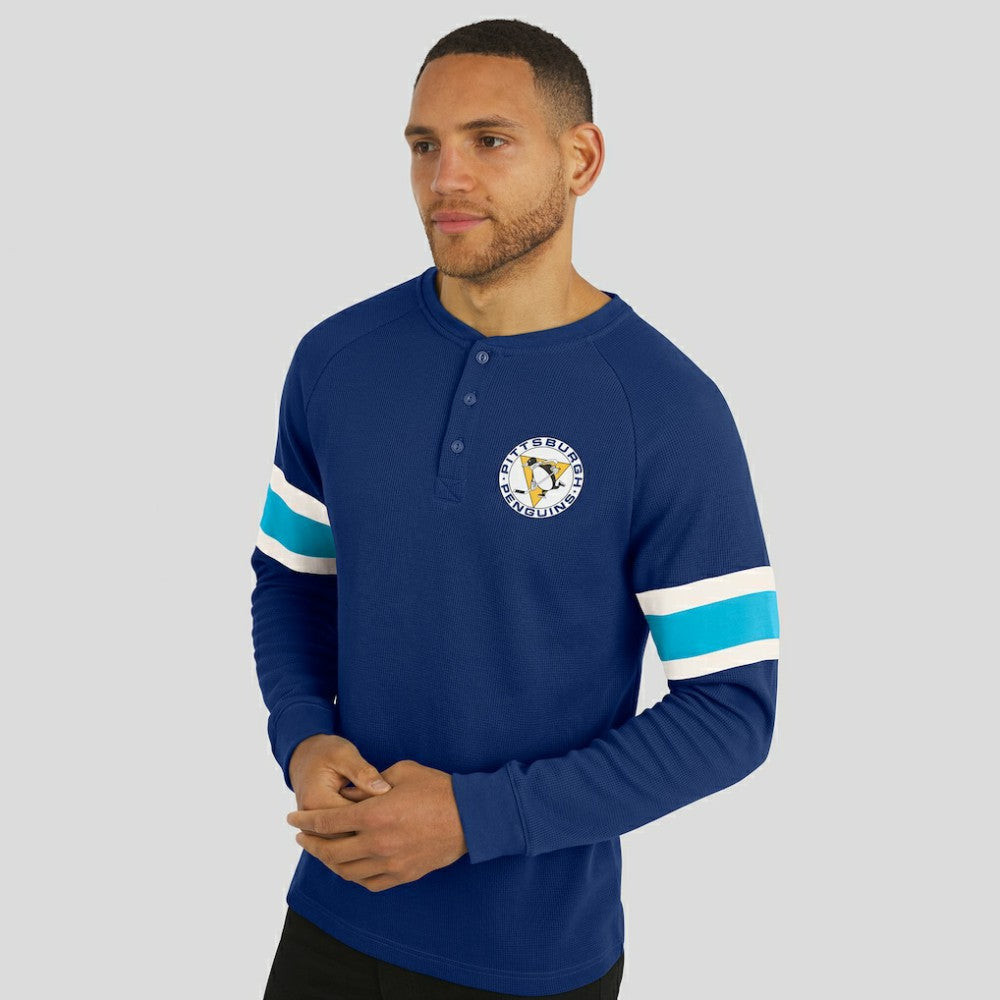 Pittsburgh Penguins Darius Rucker Collection by Fanatics Waffle-Knit Raglan Long Sleeve Henley T-Shirt