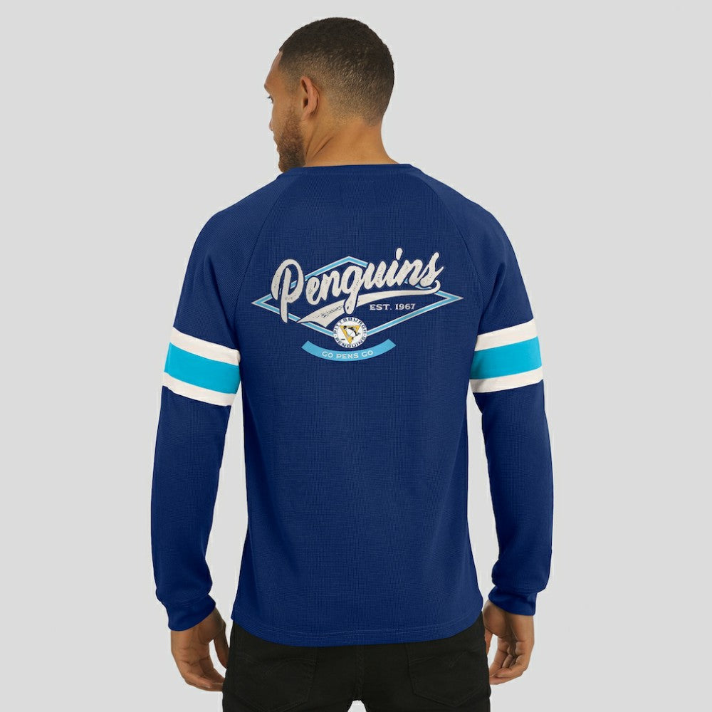 Pittsburgh Penguins Darius Rucker Collection by Fanatics Waffle-Knit Raglan Long Sleeve Henley T-Shirt