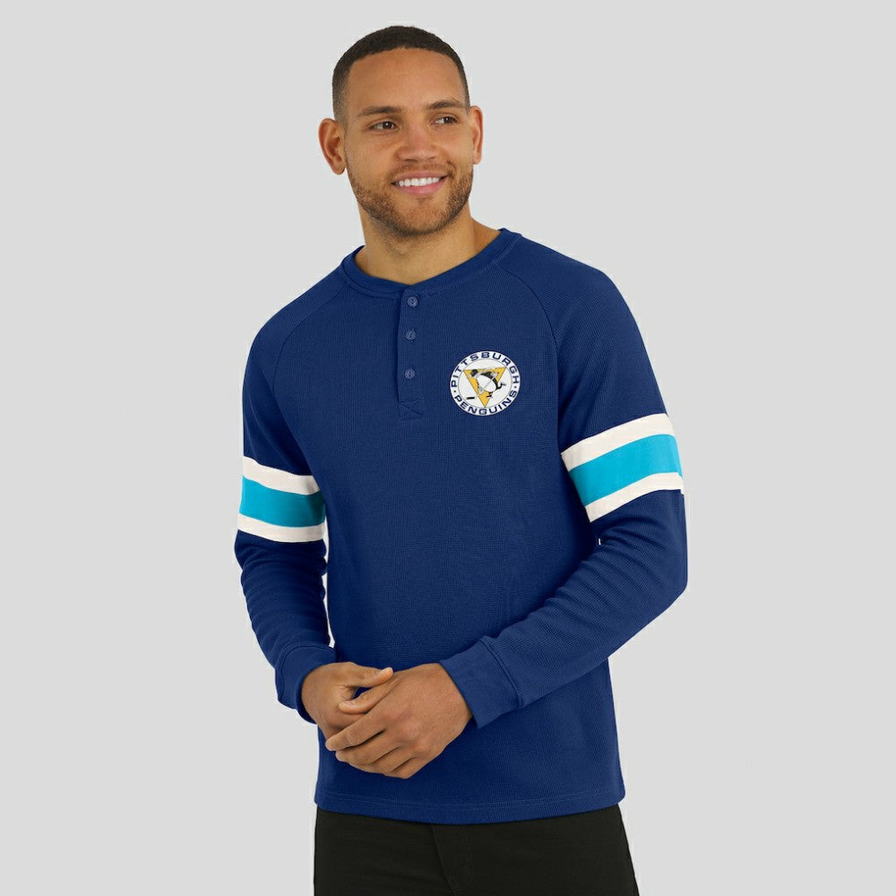 Pittsburgh Penguins Darius Rucker Collection by Fanatics Waffle-Knit Raglan Long Sleeve Henley T-Shirt