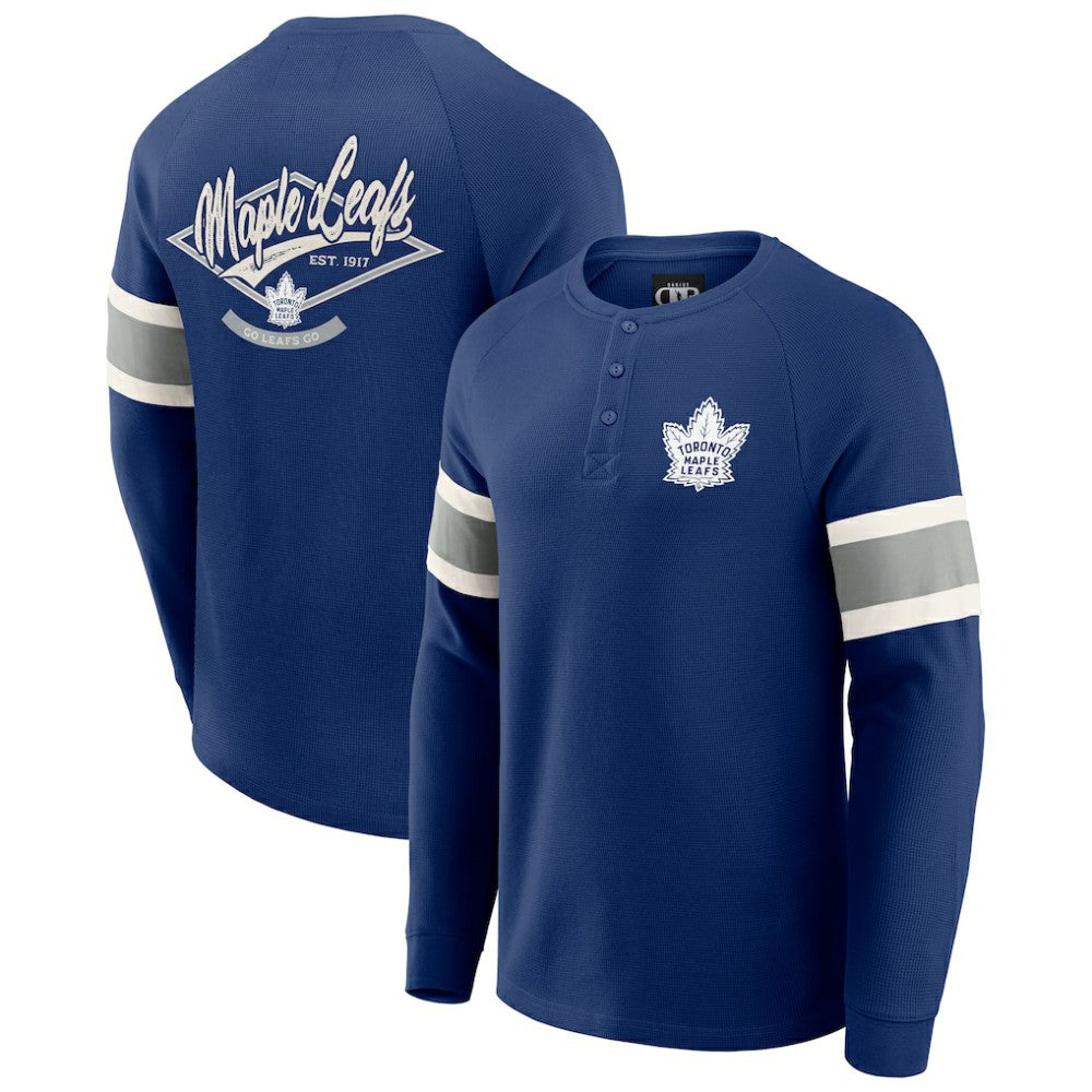 Toronto Maple Leafs Darius Rucker Collection by Fanatics Waffle-Knit Raglan Long Sleeve Henley T-Shirt