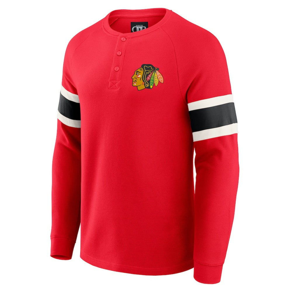 Chicago Blackhawks Darius Rucker Collection by Fanatics Waffle-Knit Raglan Long Sleeve Henley T-Shirt