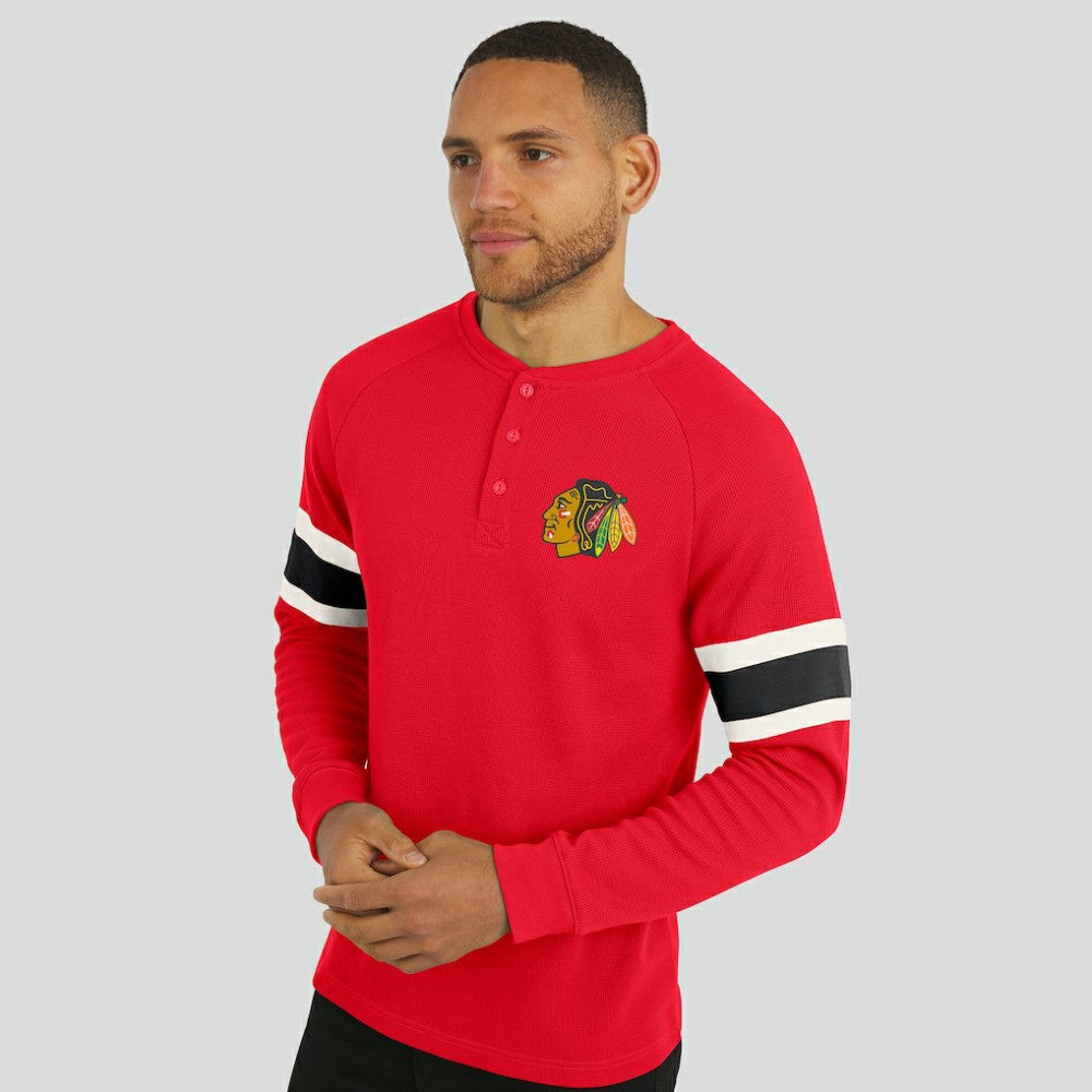Chicago Blackhawks Darius Rucker Collection by Fanatics Waffle-Knit Raglan Long Sleeve Henley T-Shirt