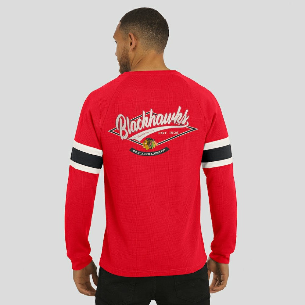 Chicago Blackhawks Darius Rucker Collection by Fanatics Waffle-Knit Raglan Long Sleeve Henley T-Shirt