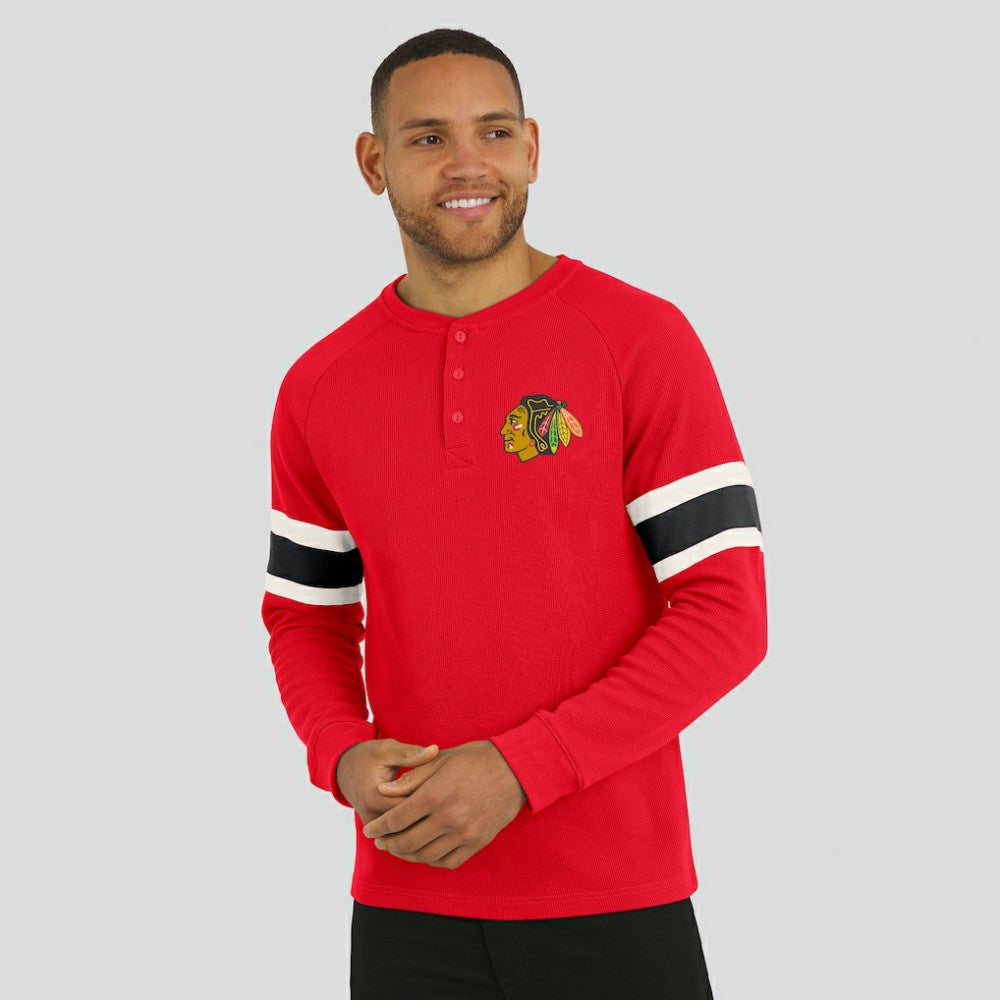 Chicago Blackhawks Darius Rucker Collection by Fanatics Waffle-Knit Raglan Long Sleeve Henley T-Shirt