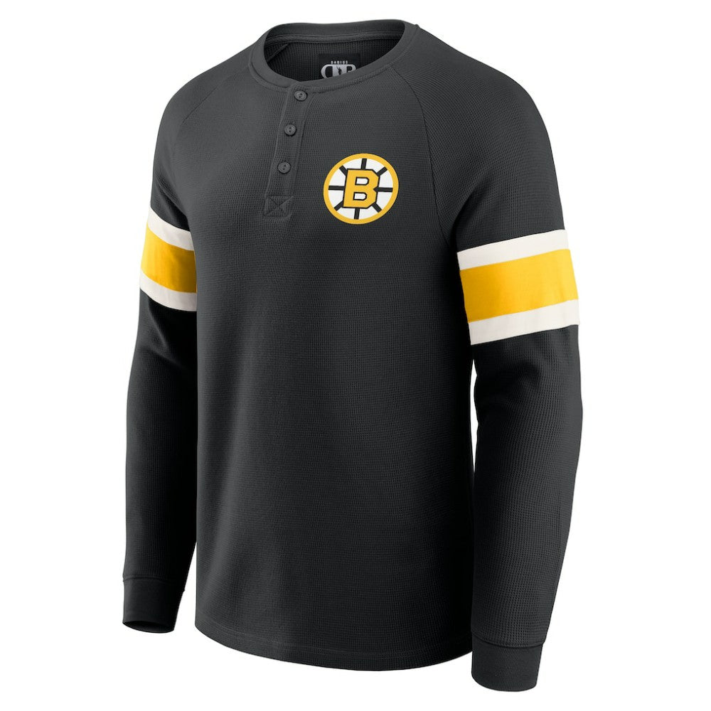 Boston Bruins Darius Rucker Collection by Fanatics Waffle-Knit Raglan Long Sleeve Henley T-Shirt