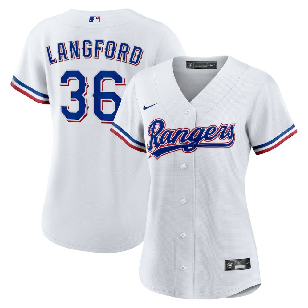 Wyatt Langford Texas Rangers Women's Home Replica Jersey - White | Nike