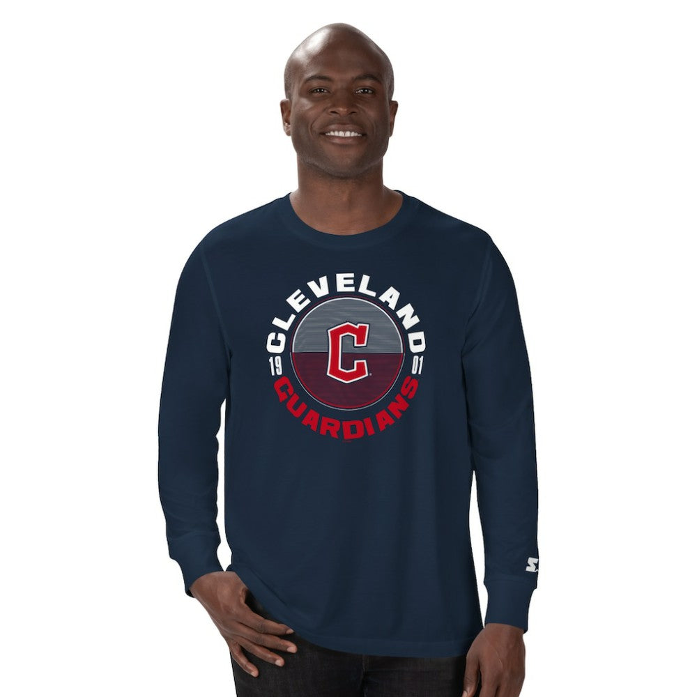 Cleveland Guardians Starter Halftime Long Sleeve T-Shirt - Navy