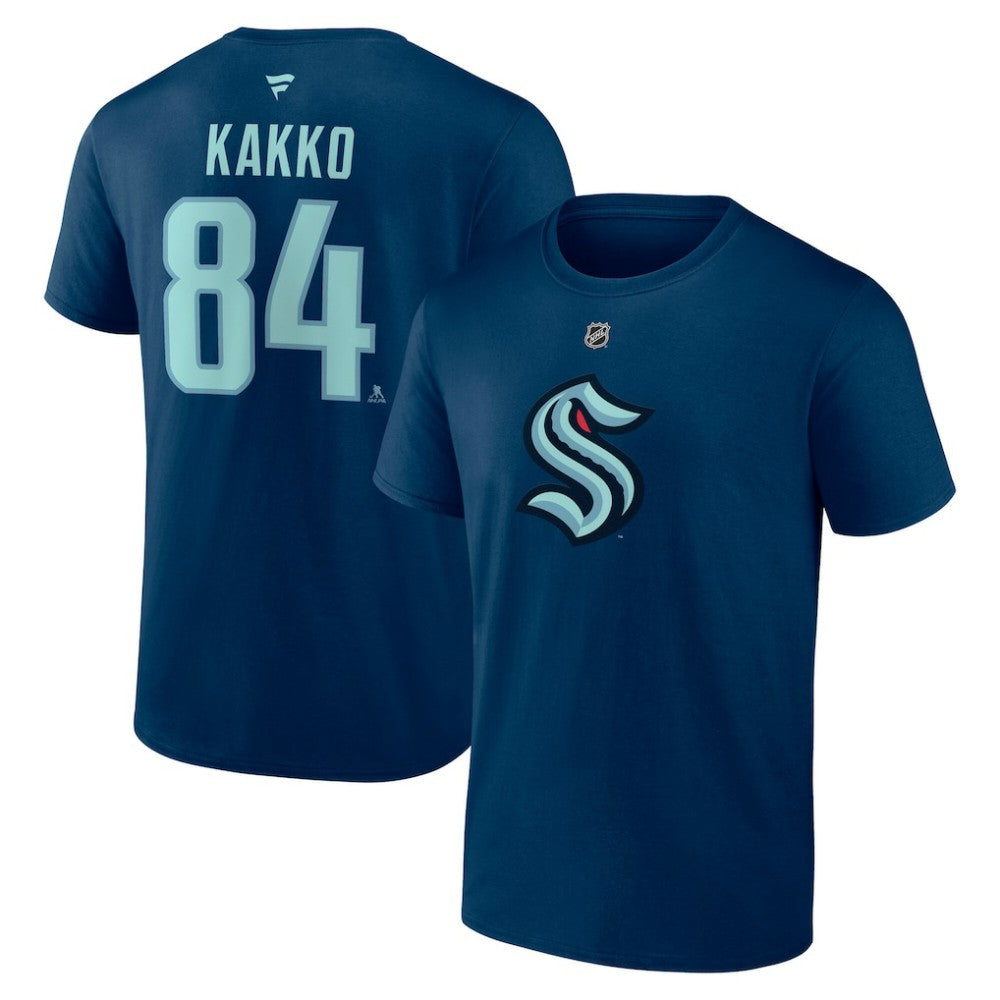Kaapo Kakko Seattle Kraken Fanatics Authentic Stack Name & Number T-Shirt
