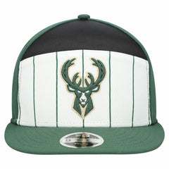 Milwaukee Bucks Youth 2025 NBA Tip Off Split Panel 9FIFTY Snapback Hat - White/Hunter Green | New Era outlet