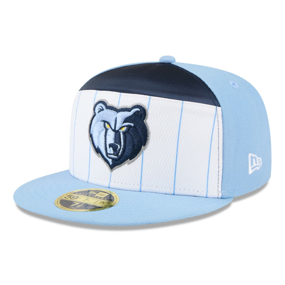 Memphis Grizzlies 2025 NBA Tip Off Split Panel 59FIFTY Fitted Hat - White/Light Blue | New Era shop