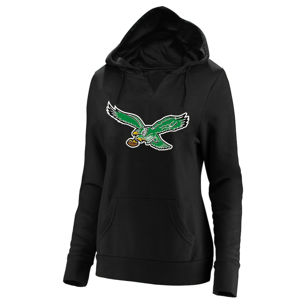 NFL Philadelphia Eagles Women's Plus Size Throwback Logo V-Neck Pullover Hoodie